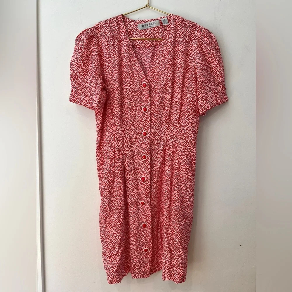 Vintage Ms. Chaus petites Red Dress with buttons